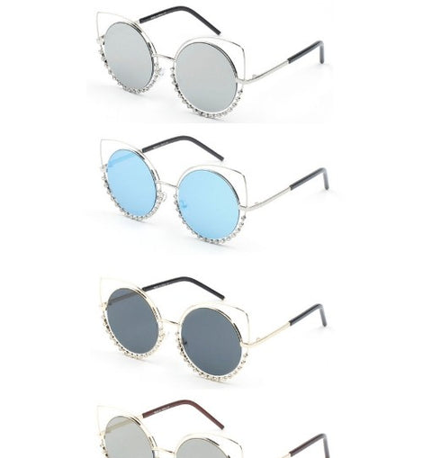 Women Round Cat Eye Fashion Sunglasses