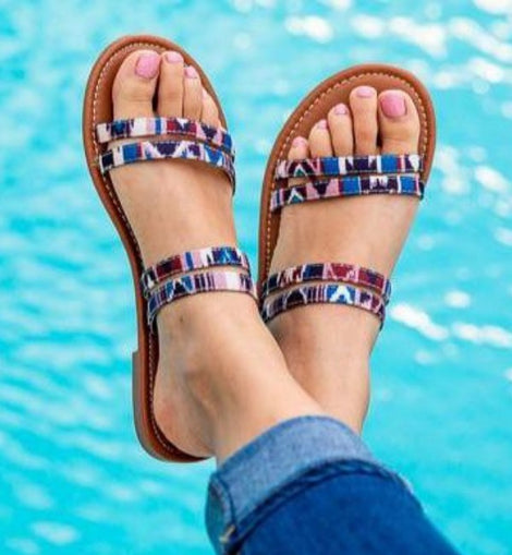Strappy Aztec print sandal