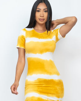 Stripe Tie-Dye Printed Midi Dress