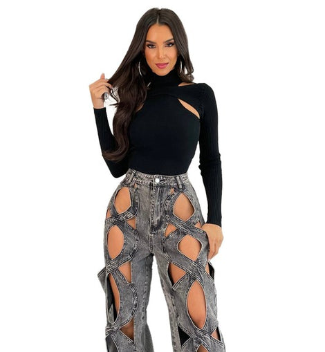WOMEN FASHION STYLE DENIM PANTS