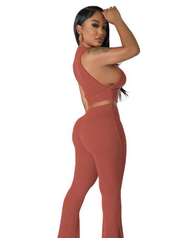 FASHION WOMEN TWO PIECE PANTS SET
