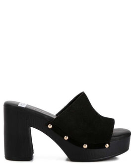 Cartera Suede High Block Heel Mules