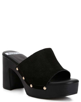 Cartera Suede High Block Heel Mules