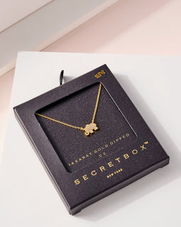 Elephant CZ Secret Box Gold Dip Necklace