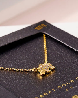 Elephant CZ Secret Box Gold Dip Necklace