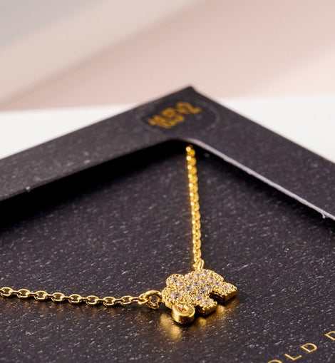 Elephant CZ Secret Box Gold Dip Necklace