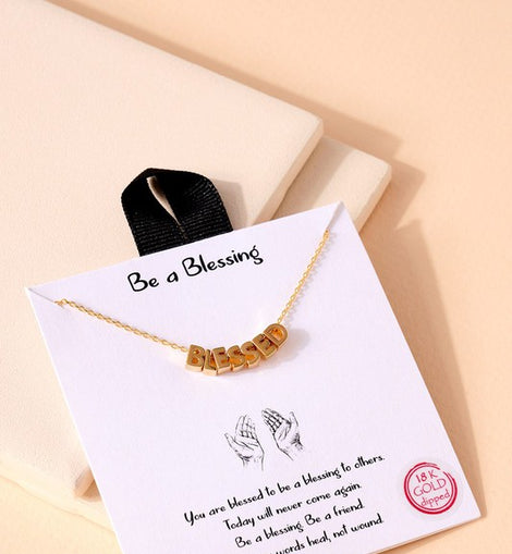 Blessed Letters Charm Gold Dip Necklace