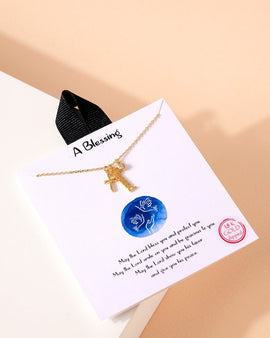 Blessed Cross Charms Gold Dip Necklace