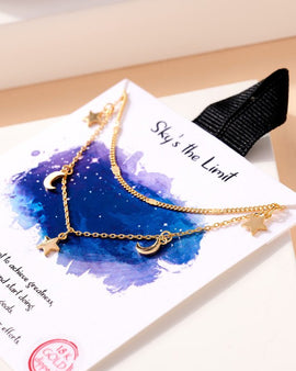 Stars Moon Charms Gold Dip Necklace
