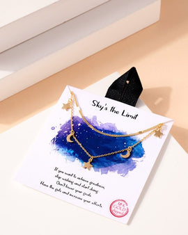 Stars Moon Charms Gold Dip Necklace