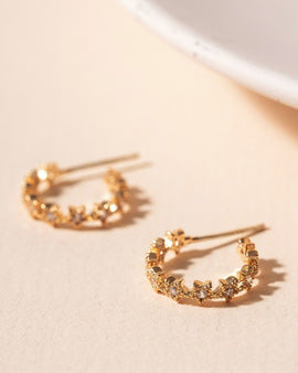 Stars CZ Huggie Hoop Earrings