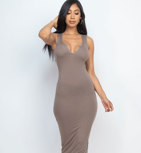 Split Neck Tank Dress