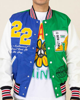 BRIGHT FUTURE GREEN LETTERMAN VARSITY JACKET