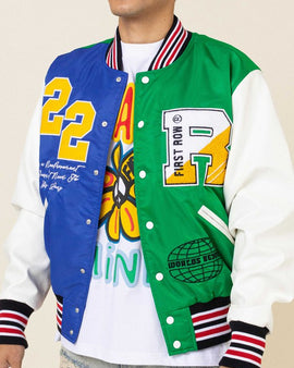 BRIGHT FUTURE GREEN LETTERMAN VARSITY JACKET
