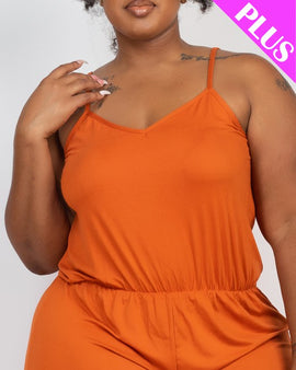 Plus Size Spaghetti Strap Elastic Waist Jumpsuit