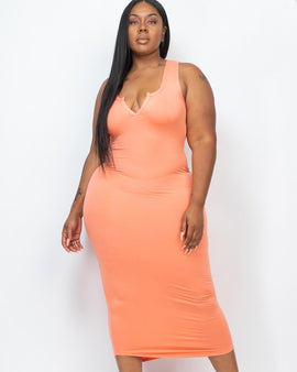 Plus Size Split Neck Tank Dress