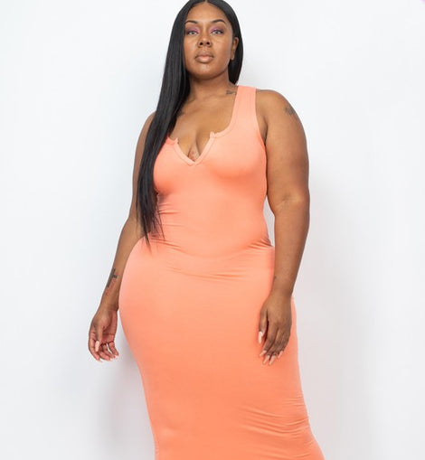 Plus Size Split Neck Tank Dress