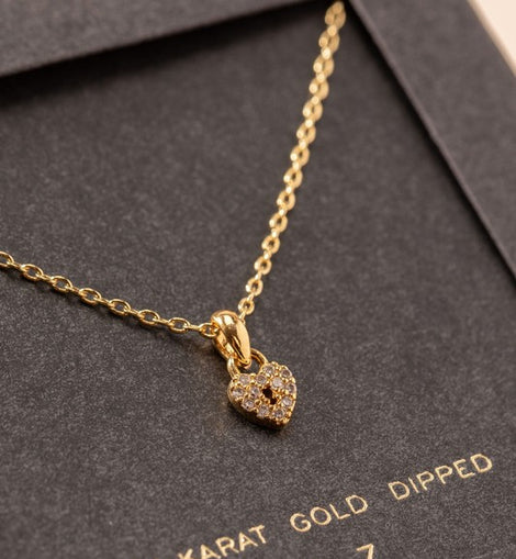 Mini Heart Lock Charm Necklace