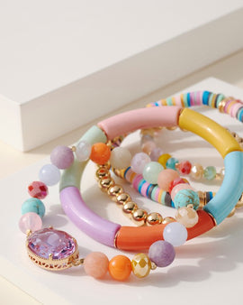 Homaika Bead Glass Stone Bracelet Set