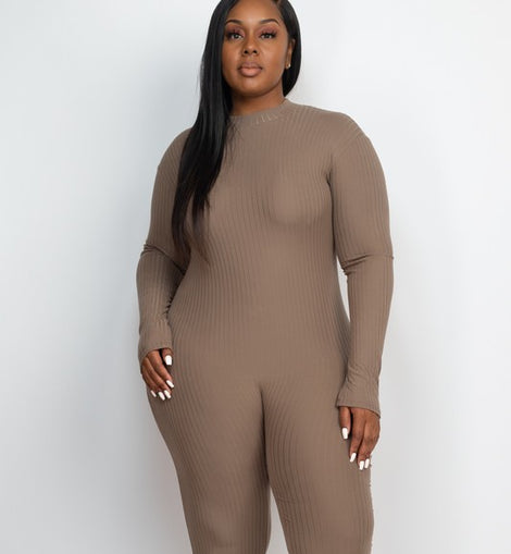 Plus Size Mock Neck Jumpsuit