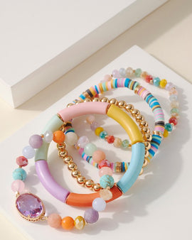 Homaika Bead Glass Stone Bracelet Set
